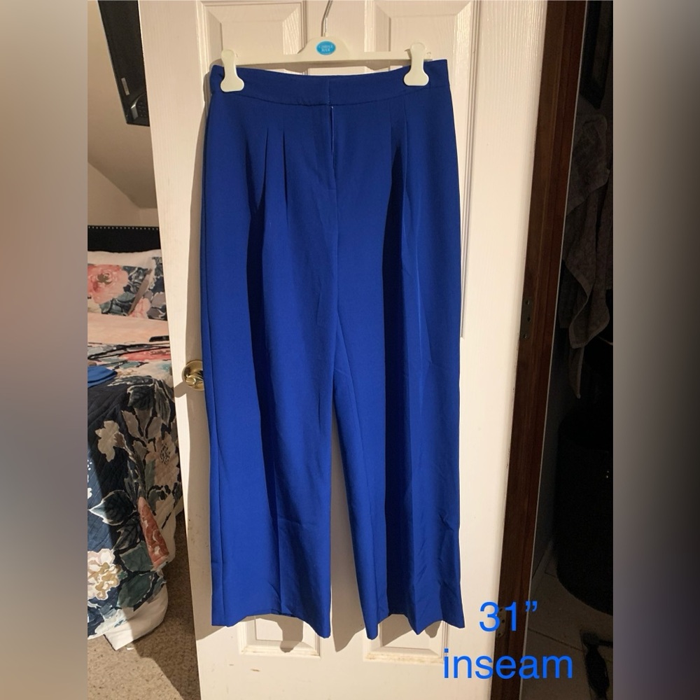 Elegant Blue Wide Leg Women's Pants